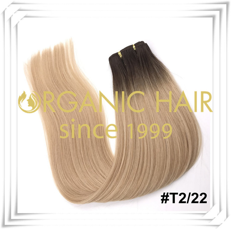 Ombre color custom full cuticle hand tied weft C002